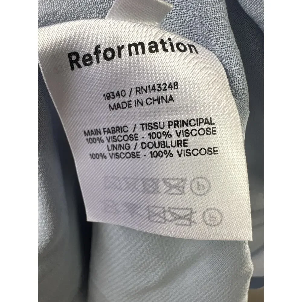 Reformation Jessy Dress Smocked Midi Dress Mineral Blue Boho Women's Size 6 - Picture 9 of 16